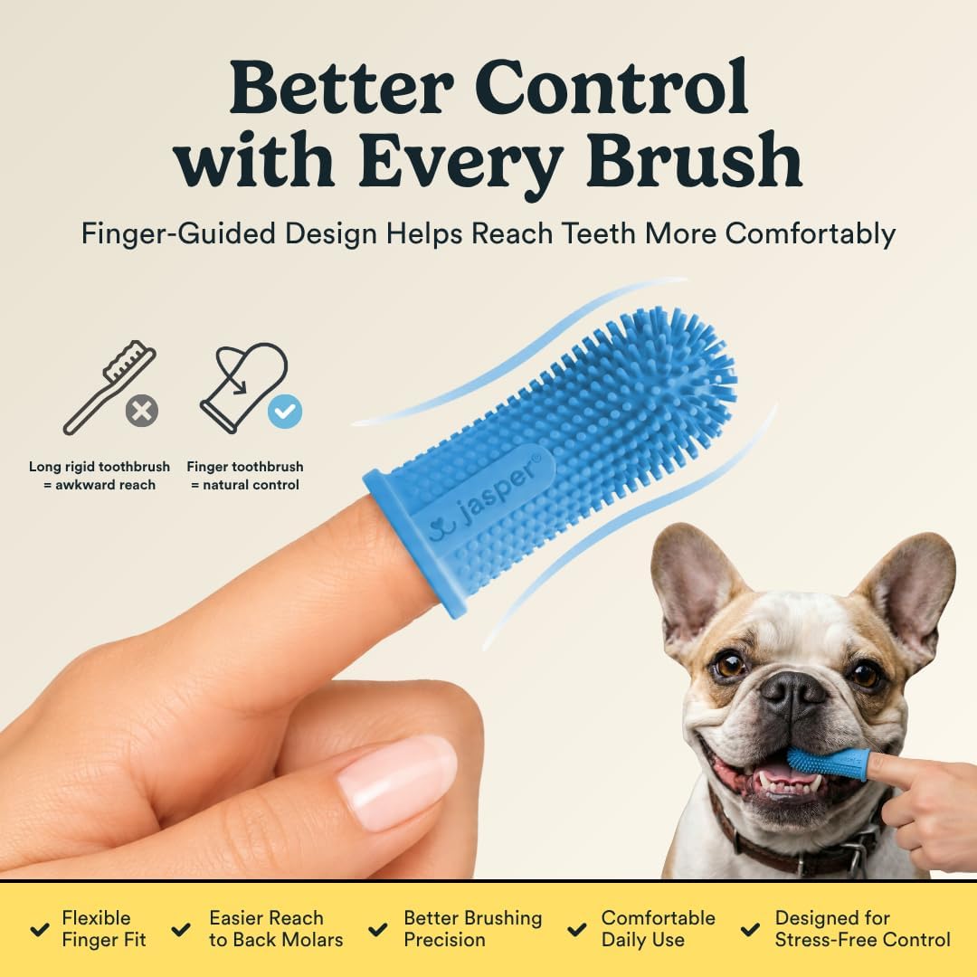 Jasper 360° Finger Toothbrush for Dogs and Cats, Blue