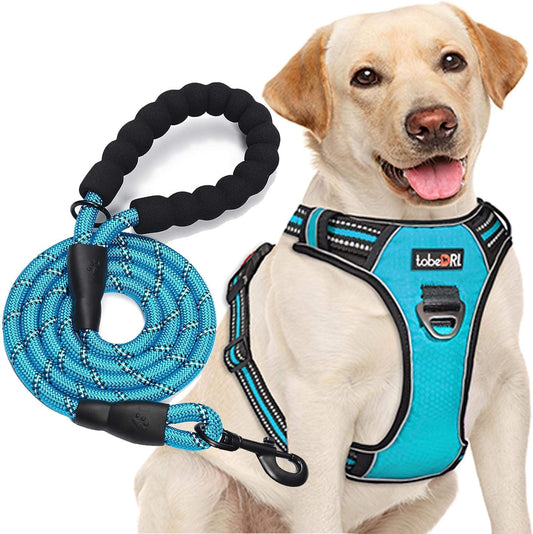 obeDRI No-Pull Adjustable Reflective Dog Harness with 5ft Leash, Large